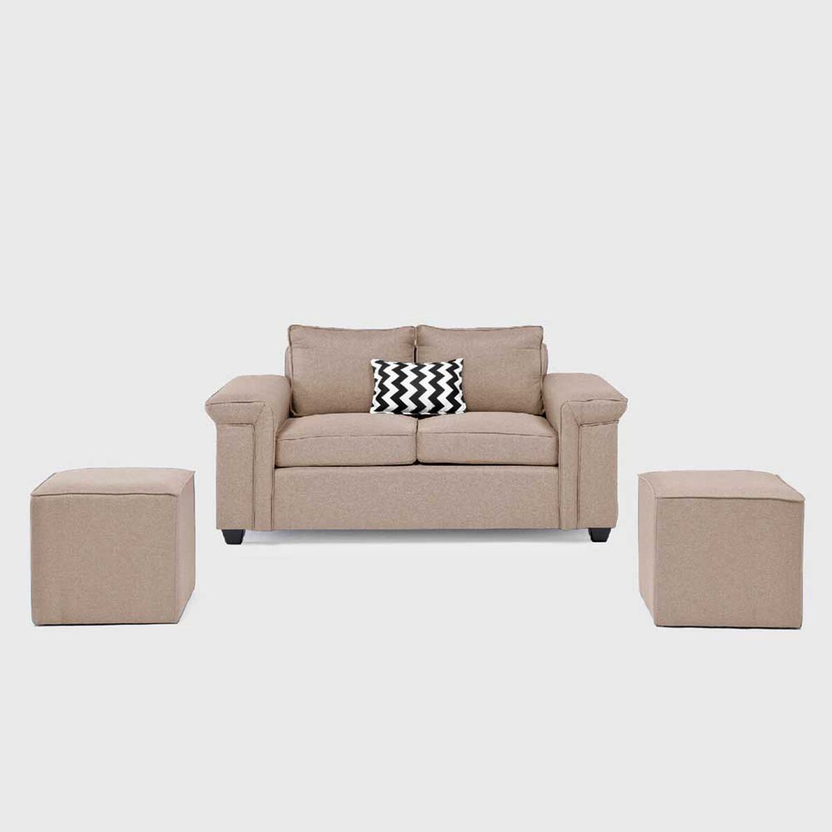 Sof&aacute; Mons Sicilia 2 Cuerpos + Dos Pouf 1 Cuerpo Beige