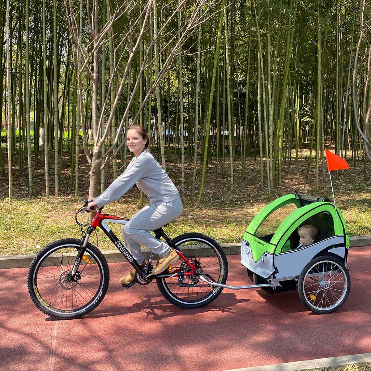 Carro de Arrastre para Bicicleta BeRide Trailer Verde Bebesit