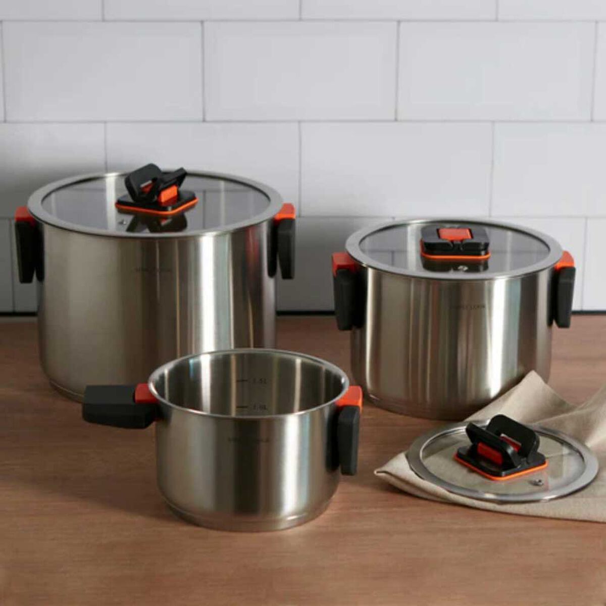 Batería de Cocina Acero Inoxidable Simple Cook Pocket Lyon 6 Piezas