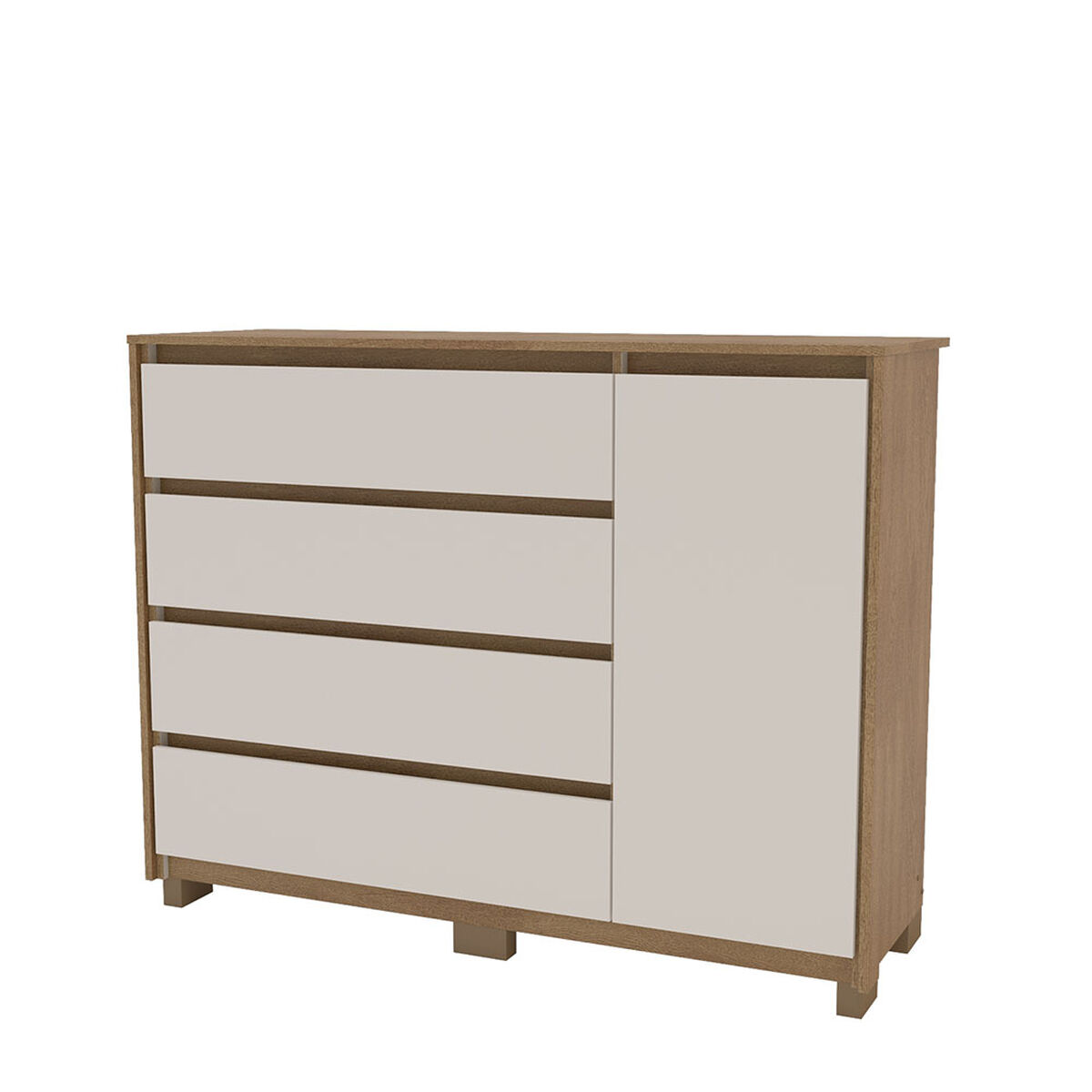 Cómoda Vekkahome Coimbra 4 Cajones 1 Puerta Café