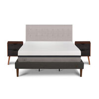 Cama Europea CIC Curve King Balance + Respaldo Tigris+ 2 Veladores Niger