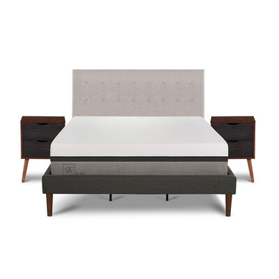 Cama Europea CIC Curve King Balance + Respaldo Tigris+ 2 Veladores Niger