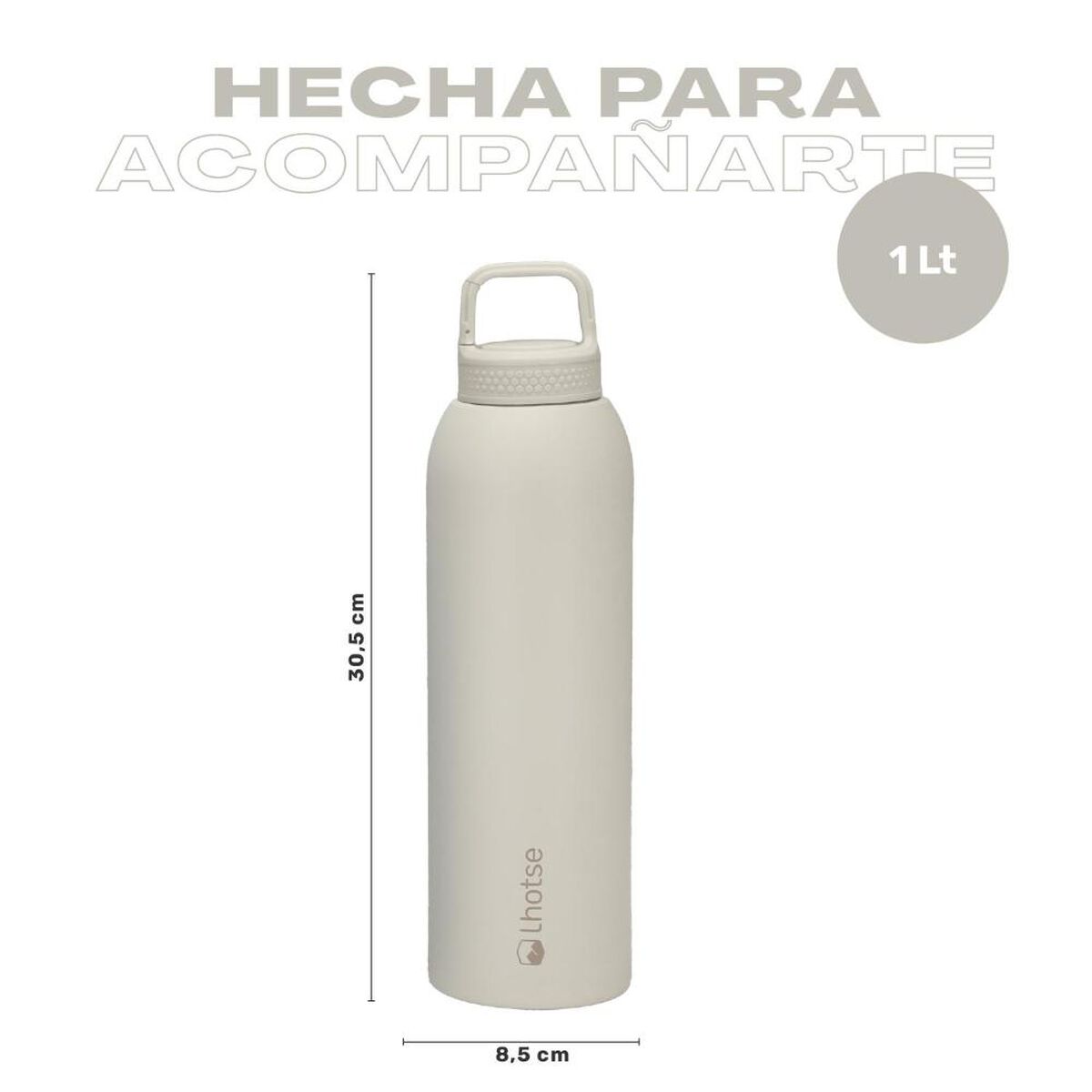 Botella T&eacute;rmica Agua Lhotse Acero Inox 3 Tapas HydroCore 1Lt Beige