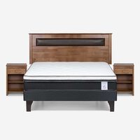 Cama Europea Rosen 2 Plazas New Style 6 + Respaldo + 2 Veladores Ferrera