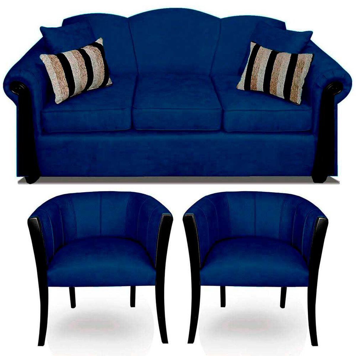 Juego de Living Elegant Michigan + Sitiales Tela 5 Cuerpos Azul