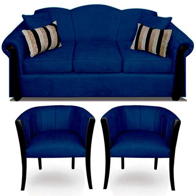 Imagen 1 del producto Juego de Living Elegant Michigan + Sitiales Tela 5 Cuerpos Azul