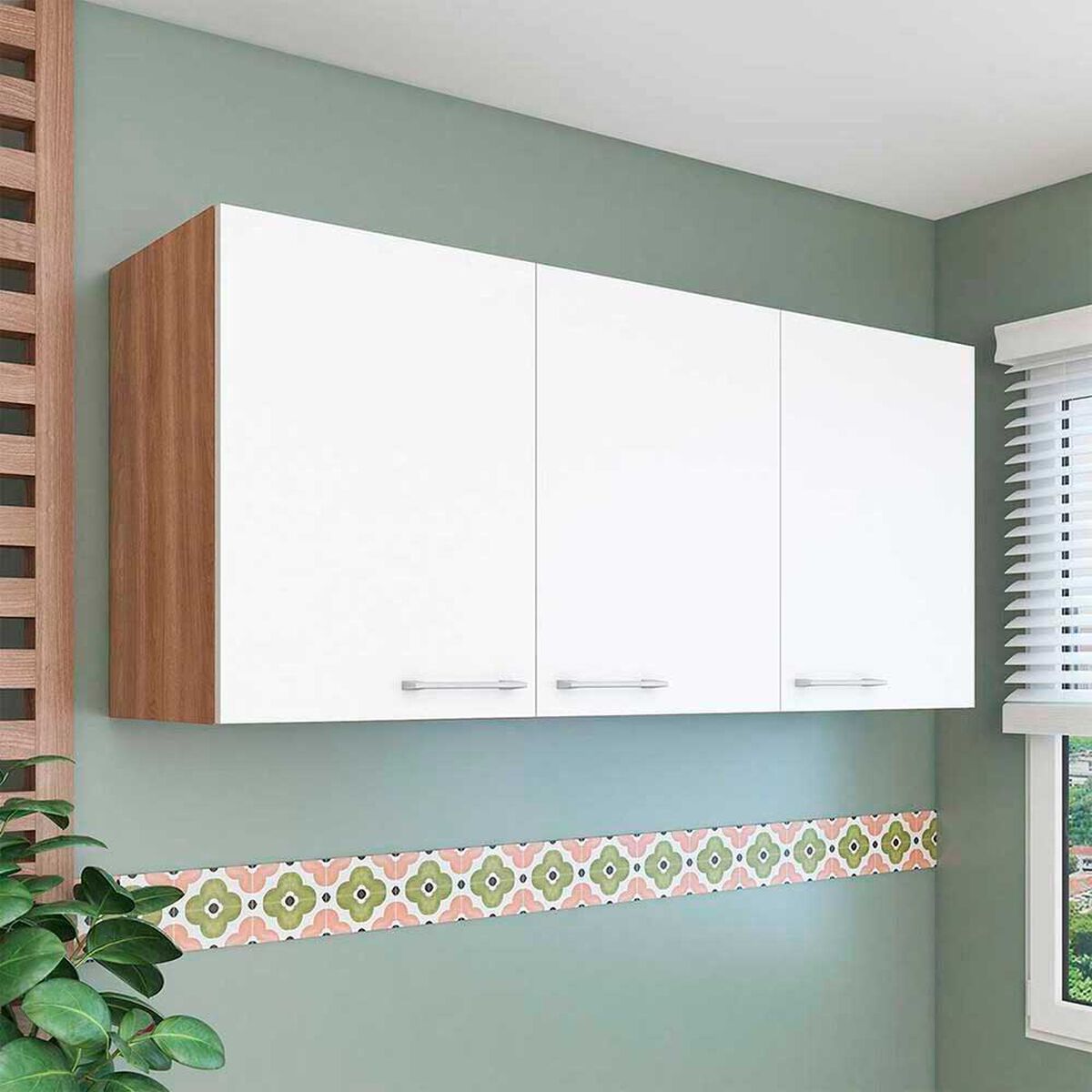 Mueble de Cocina Aereo Vekkahome Opie 3 Puertas Blanco