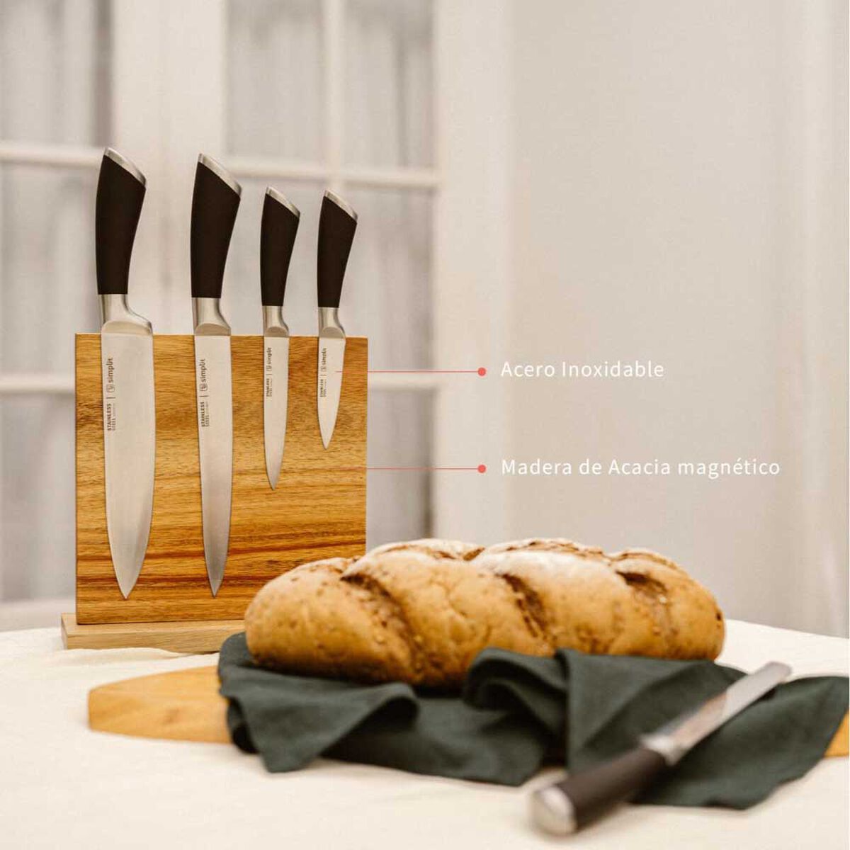 Set Cuchillos Simplit Küche 5 Piezas + Base