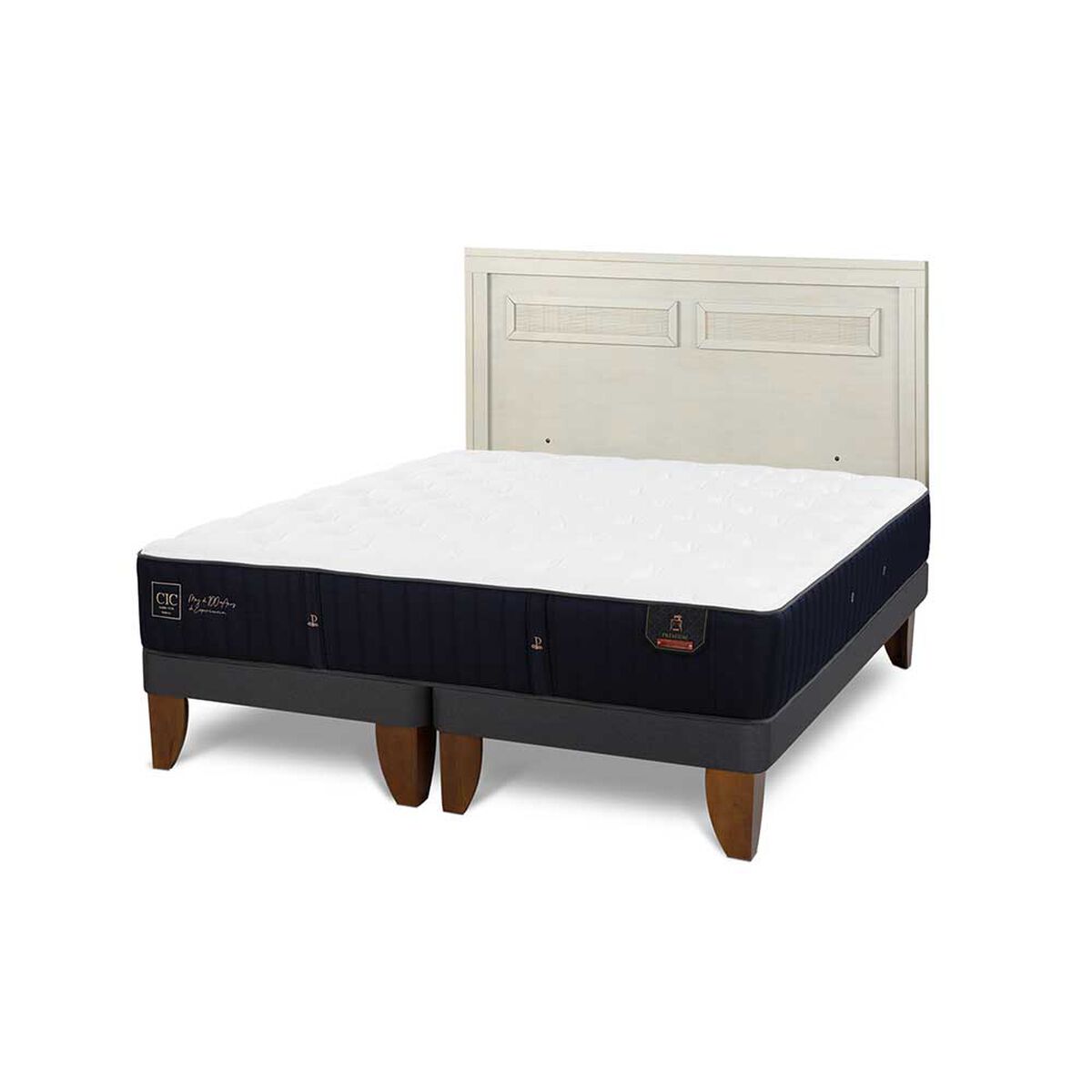 Cama Europea CIC Base Dividida 2 Plazas Premium + Respaldo Milan Alpino