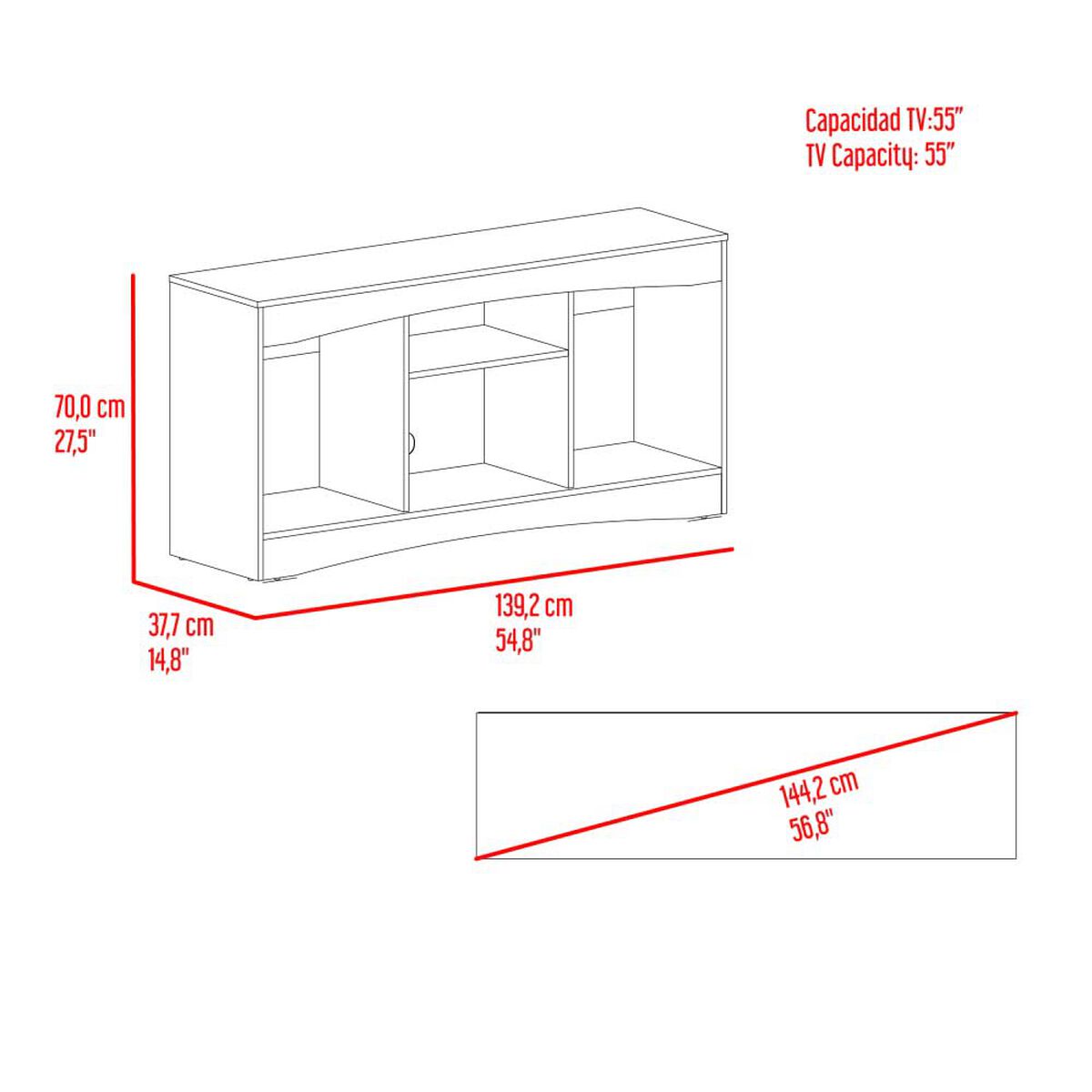Rack Tuhome Fiorenzi Hasta 55" Nogal Europeo/Wengue