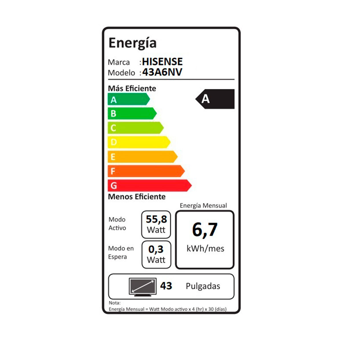 LED 43" Hisense 43A6NV Smart TV Ultra HD 4K