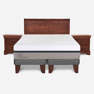 Cama Europea CIC Base Dividida King Balance + Respaldo + 2 Veladore Miro