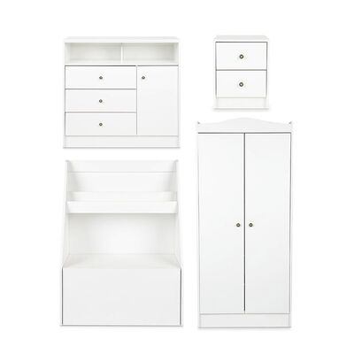 Combo Infantil Closet + C&oacute;moda + Velador + Librero CIC Blanco