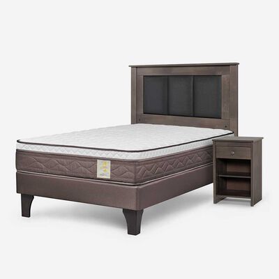 Imagen 2 del producto Cama Europea Rosen 1,5 Plazas New Style 4 Plus + Respaldo Rachel Gris + Velador