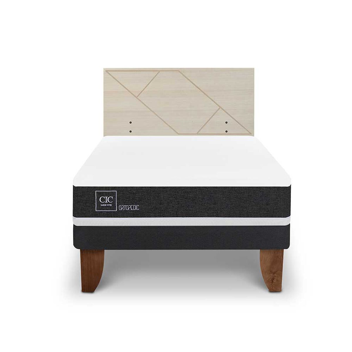 Cama Europea CIC 1,5 Plazas Ortopedic + Respaldo Villarrica Alpino