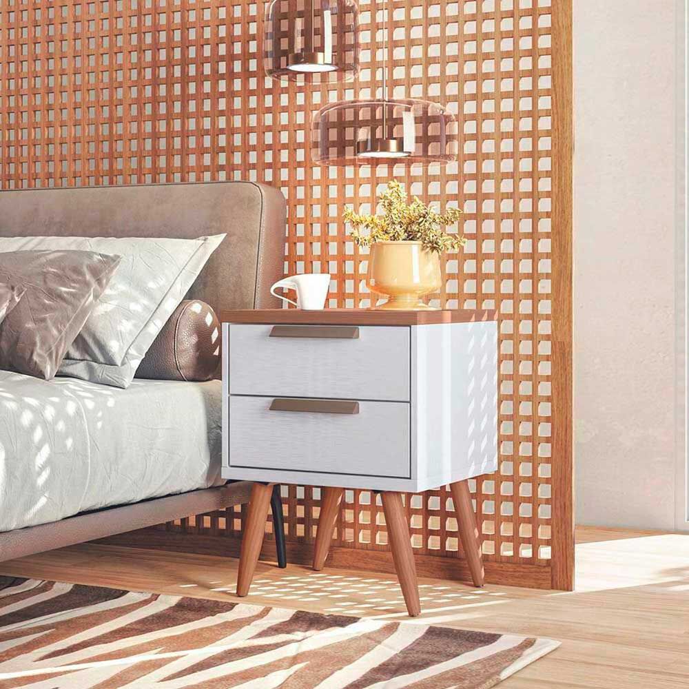 Velador Onessta New Conect 2 Cajones Blanco Jatoba