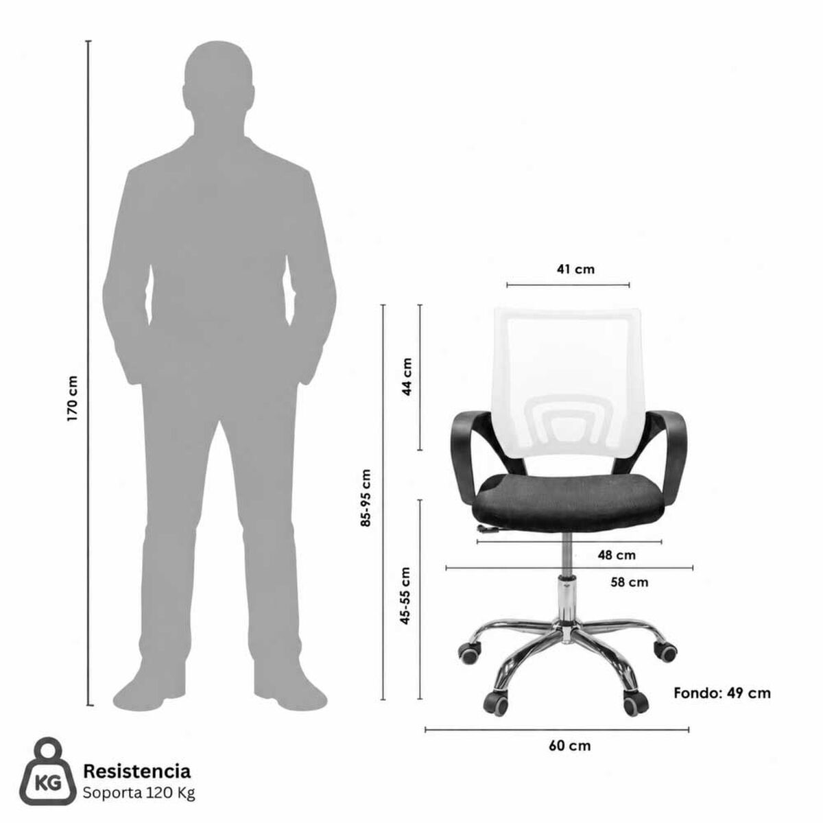 Combo Oficina Escritorio Avellana + Silla New York Negra y Blanca Arthome