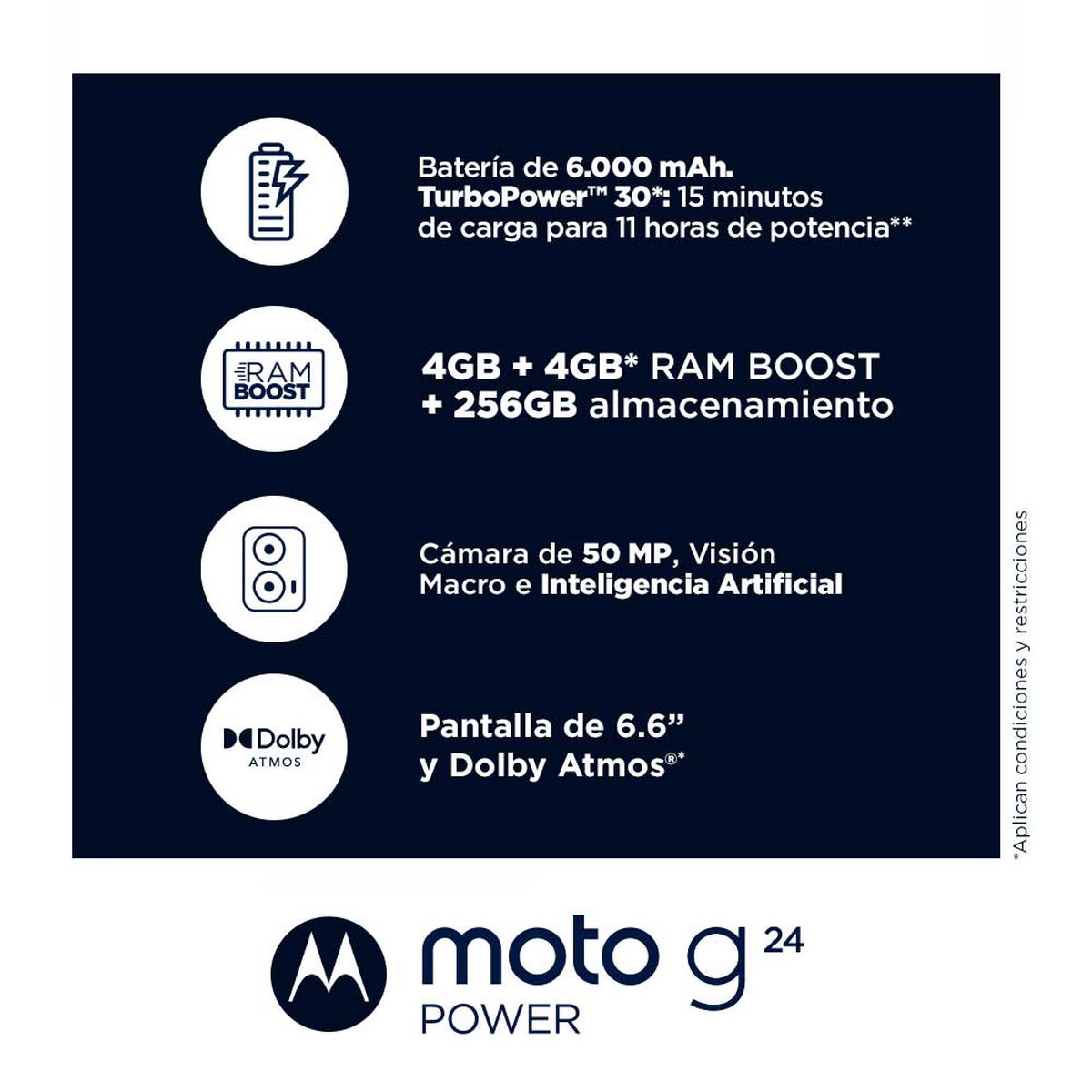 Celular Motorola Moto G24 Power 256GB 6,56" Celeste Glaciar Liberado