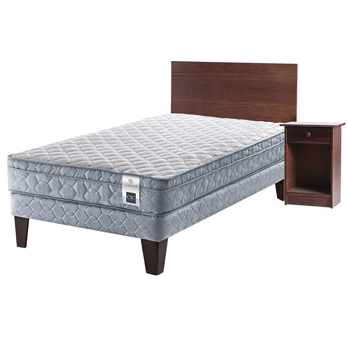Cama Europea 1,5 Plazas Essence 5 + Set Maderas Villarrica