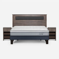 Combo Cama Europea Rosen 2 Plazas Indie BN + Respaldo y Veladores Ferrara