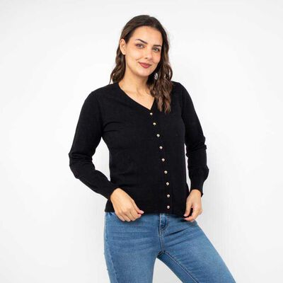 Sweater Botones Mujer Zibel Negro, Rojo, Verde