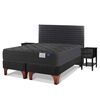 Cama Europea Flex Base Dividida King Black + Respaldo Modern Grafito + 2 Veladores Rover Universal