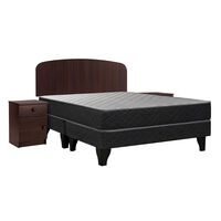 Cama Europea Celta Base Dividida 2 Plazas Atlantis Black + Respaldo + 2 Veladores Cordoba