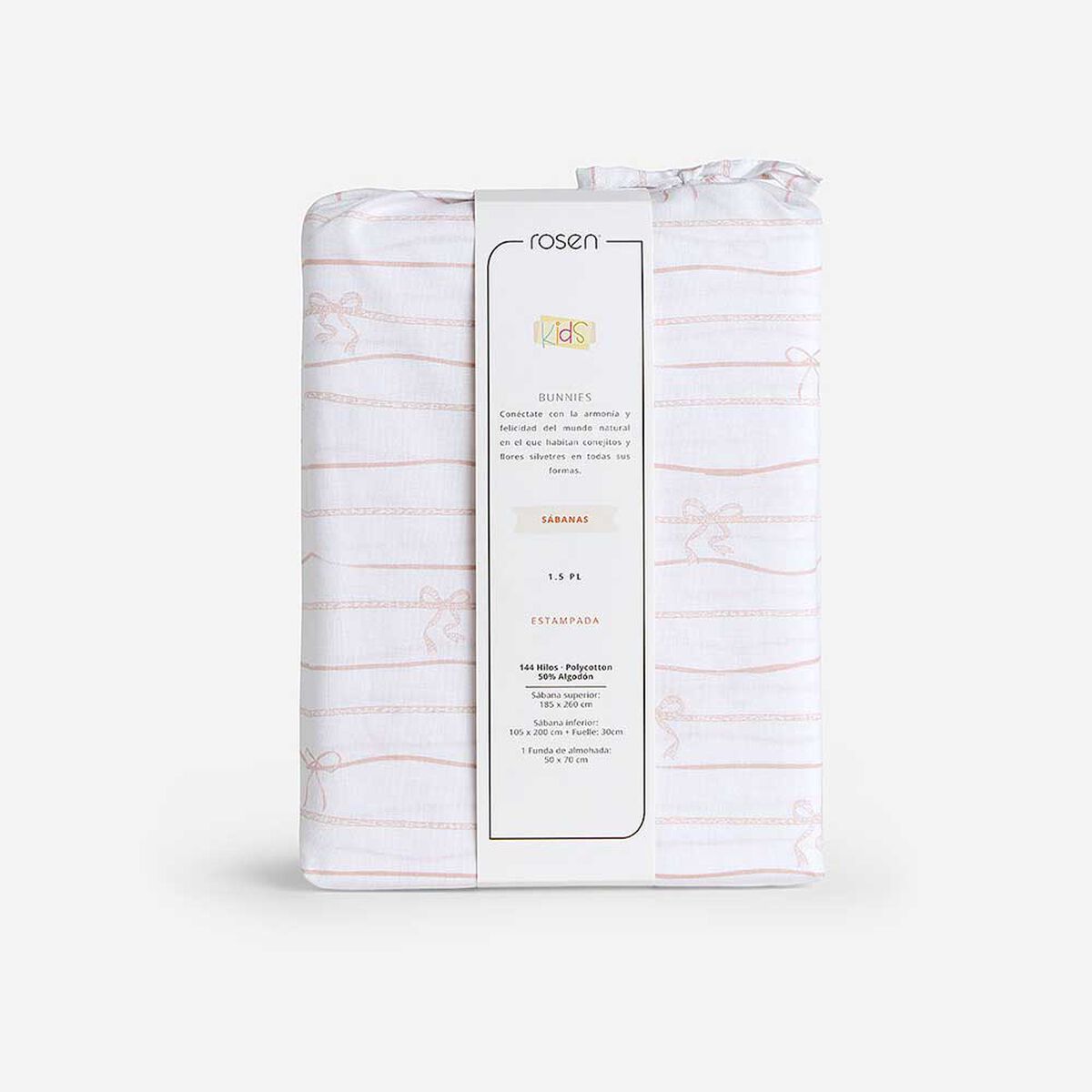 Juego de Sábanas Rosen 144 Hilos 1 Plaza Kids Bunnies