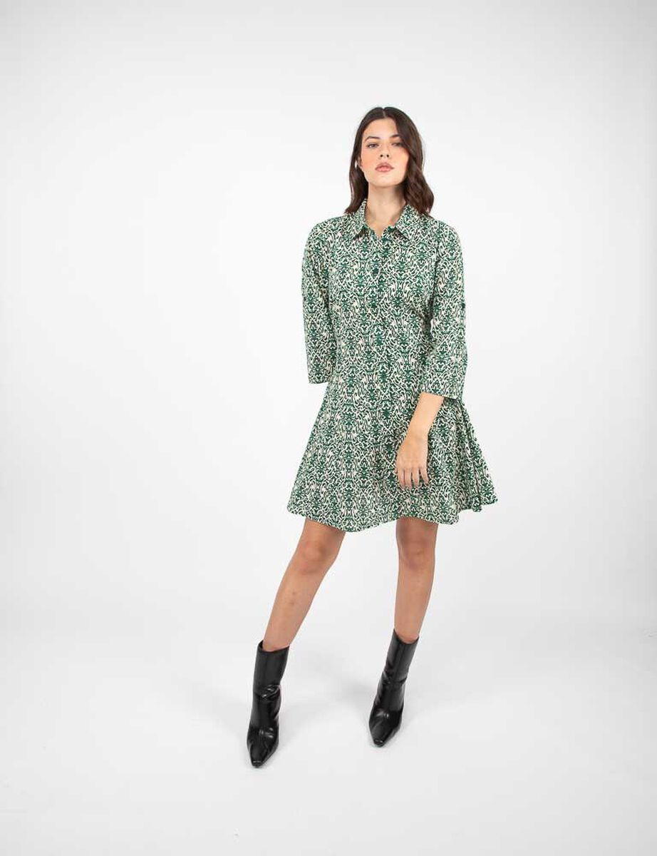 Vestido Estampado Corto Manga 3/4 Mujer Zibel