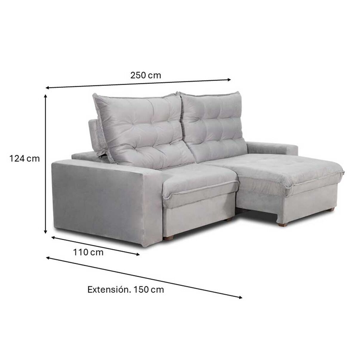 Sofá Reclinable Innovamuebles Magestic 2 Cuerpos Gris