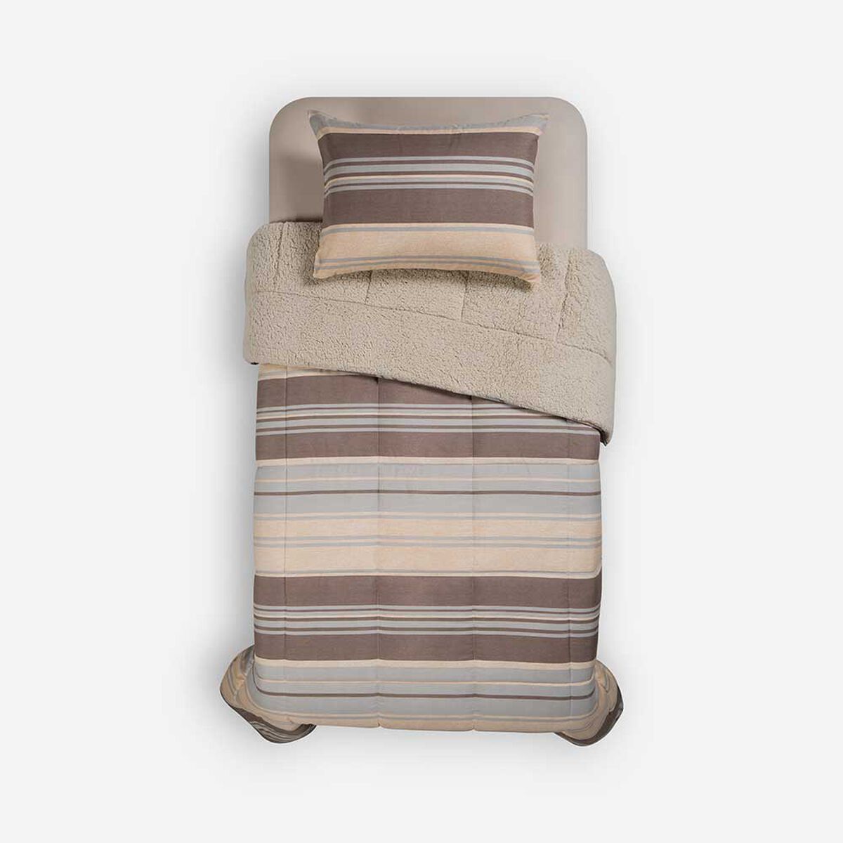 Plum&oacute;n Rosen 1,5 Plazas Sherpa Alaska Louise Caf&eacute;/Beige/Gris