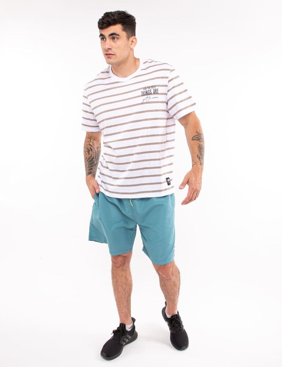 Polera Algodón Rayas Manga Corta Hombre Icono