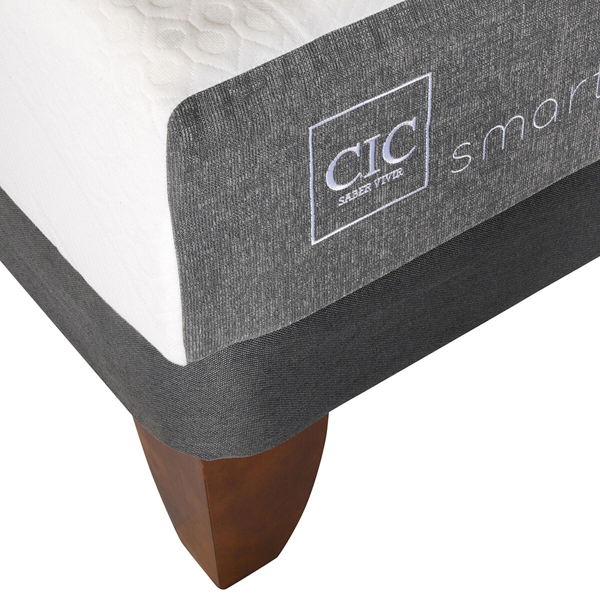 Cama Europea CIC 2 Plazas Smart + Respaldo + 2 Veladores Dublin Caramelo