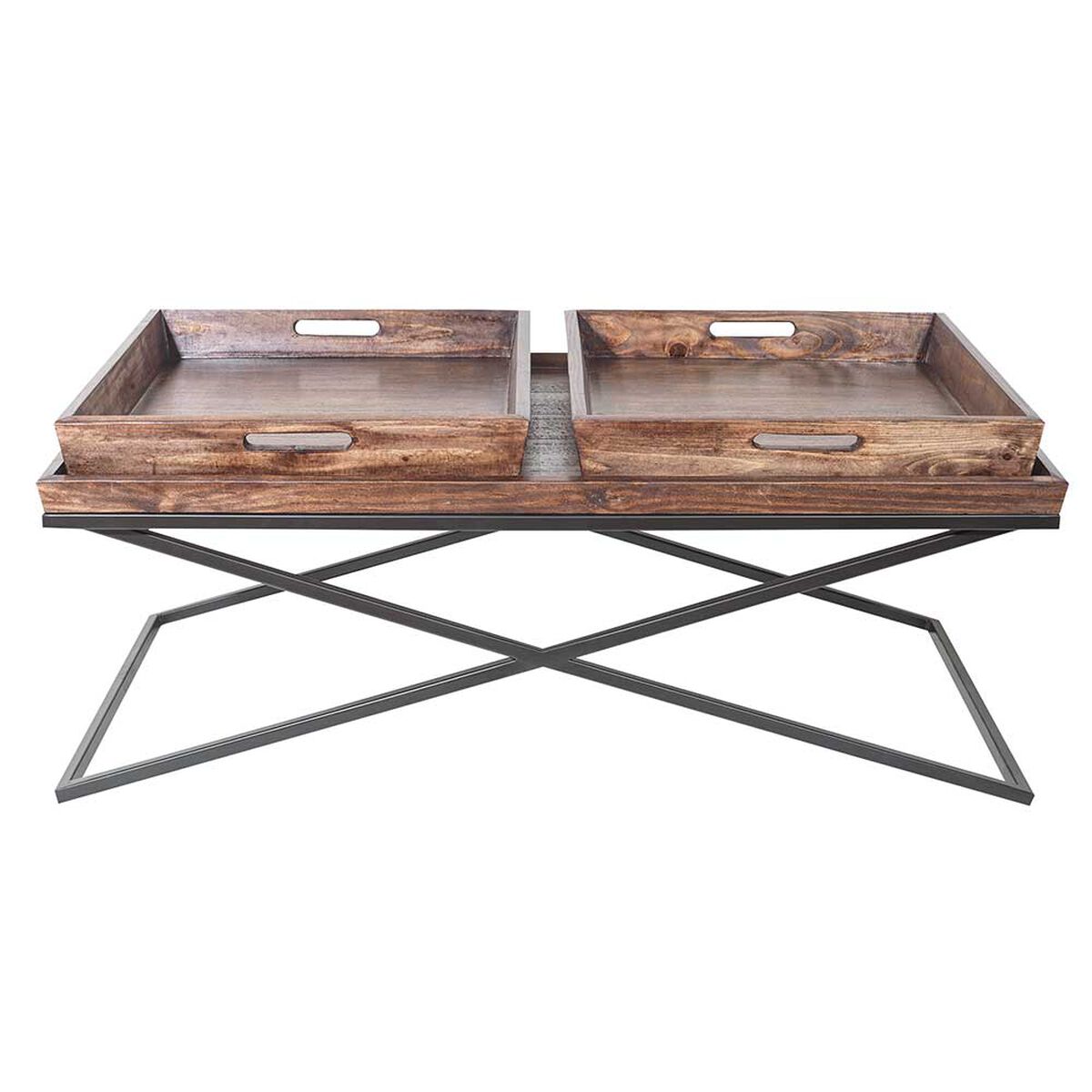 Mesa de Centro Innovamuebles Monarca 2 Bandejas Nogal Oscuro