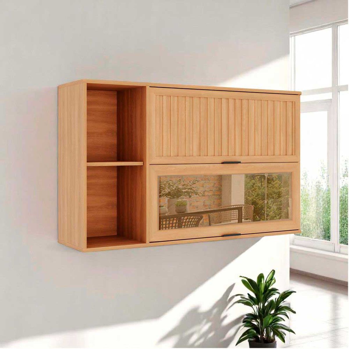 Mueble A&eacute;reo Cocina Roca Casta&ntilde;a 120 cm 2 Puertas Canela-Ceniza
