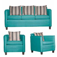 Juego de Living Ruzam Mobel Barcelona Sofá 3 Cuerpos + Dos Sillones 1 Cuerpo Lino Turquesa