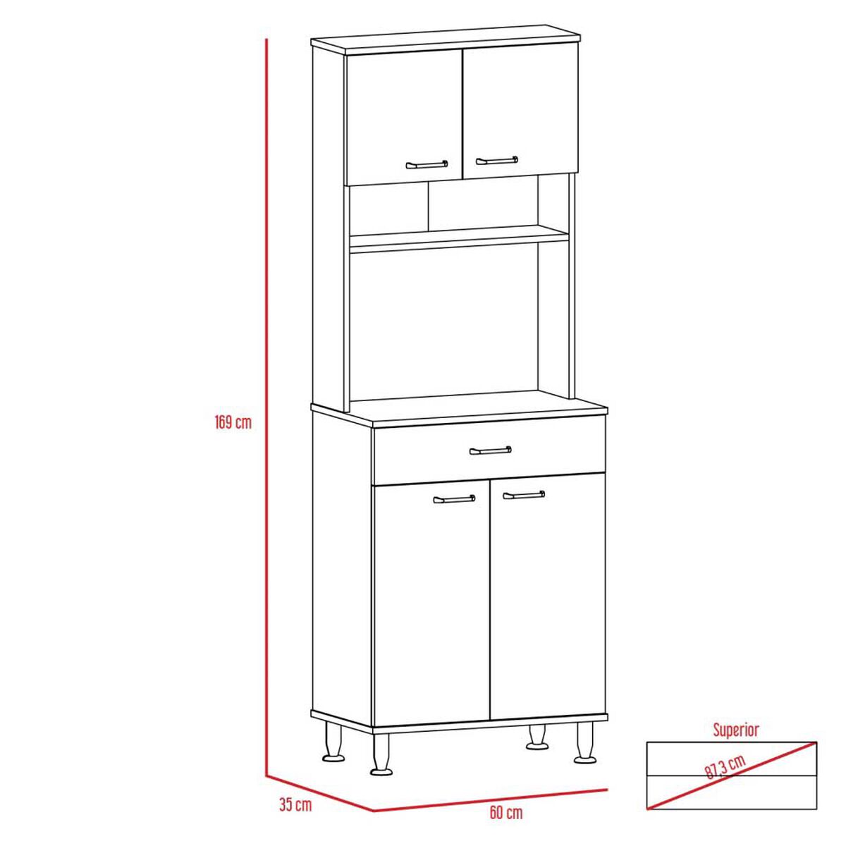 Combo Mueble Microondas + Barra de Cocina + Optimizador TuHome Kitchen Blanco