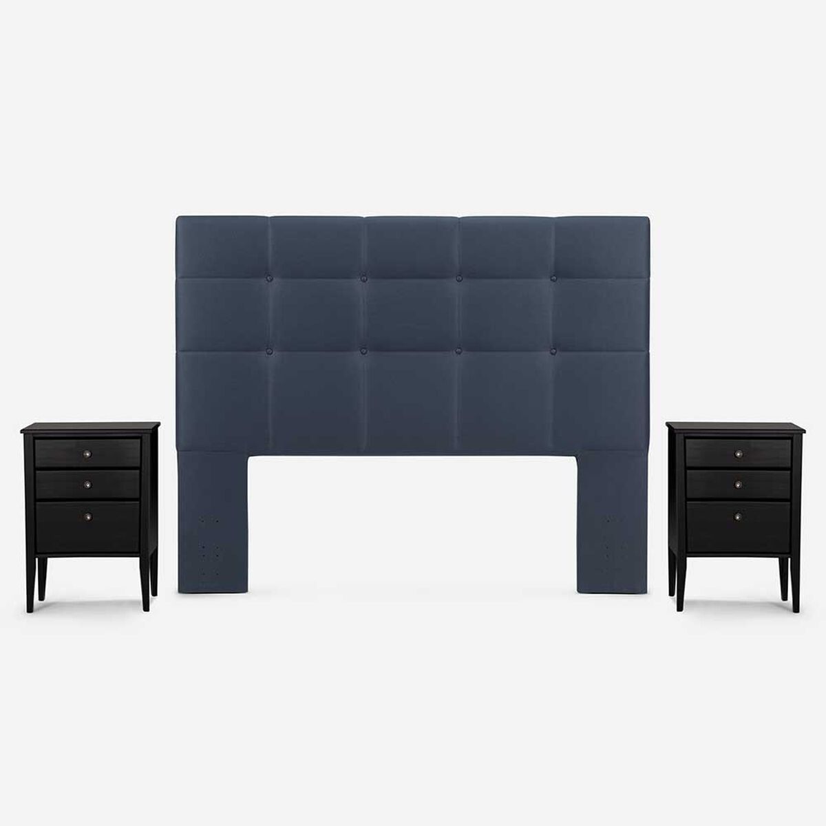 Respaldo + 2 Veladores Rosen 2 Plazas Issey Azul