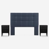 Respaldo + 2 Veladores Rosen 2 Plazas Issey Azul