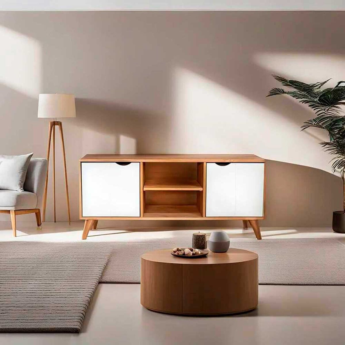 Rack TV Vekkahome Grecia Hasta 43" Caf&eacute;