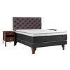 Cama Europea Celta 2 Plazas Everest + Respaldo + 2 Veladores Capitoné