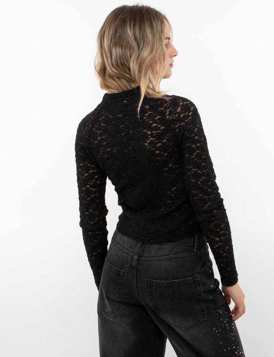 Polera Encaje Crop Manga Larga Mujer Icono
