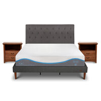 Cama Europea CIC King Alaska + Respaldo + 2 Veladores