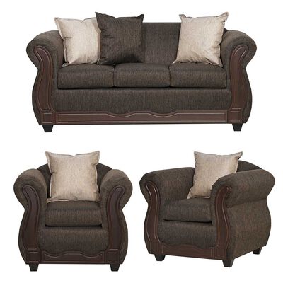 Juego de Living Black Factory Serrana Sofá 3 Cuerpos + Dos Sillones 1 Cuerpo Café