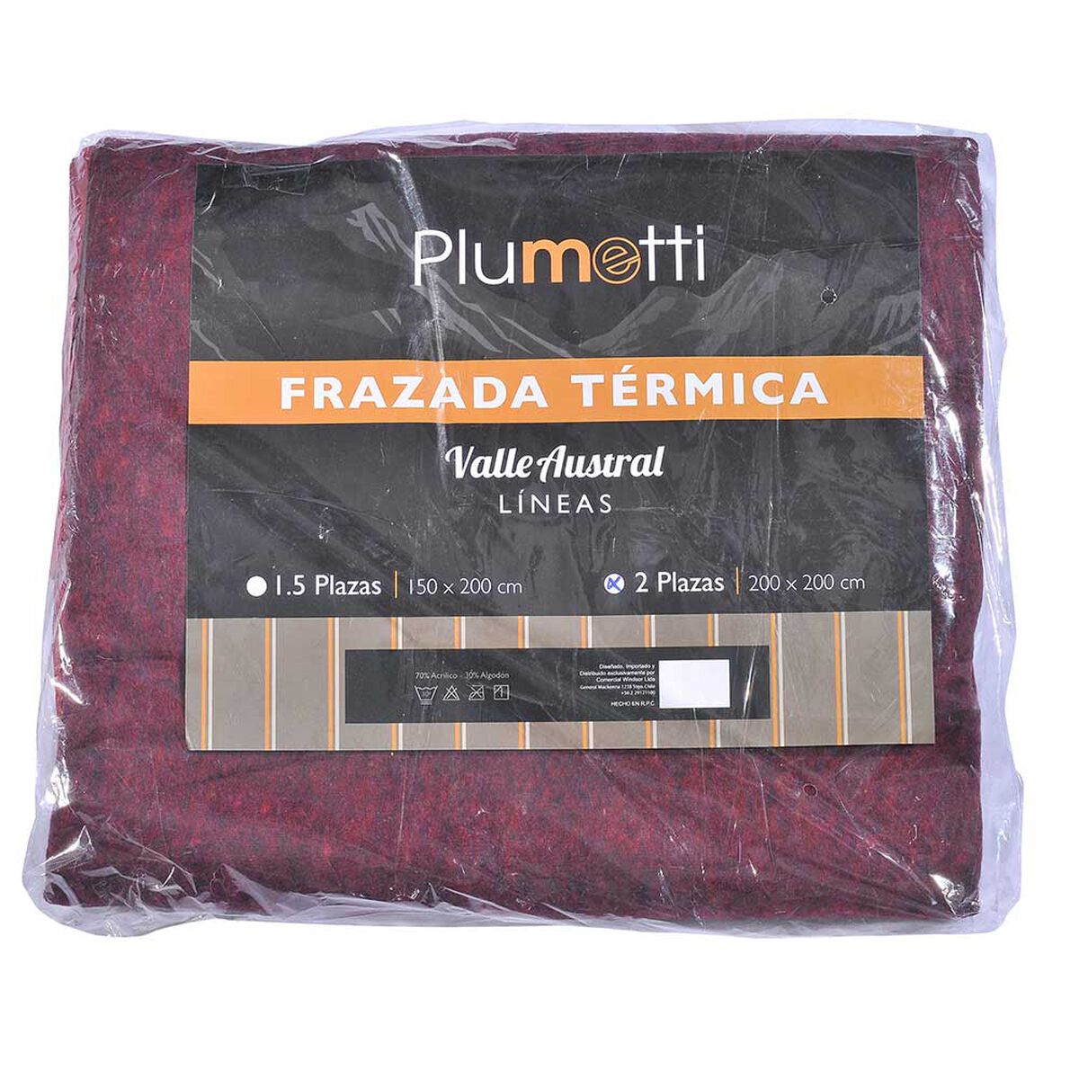 Frazada Poliéster Plumetti 2 Plazas Lineas Rojo