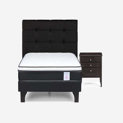 Imagen 1 del producto Cama Europea Rosen 1,5 Plazas New Style + Respaldo + Velador
