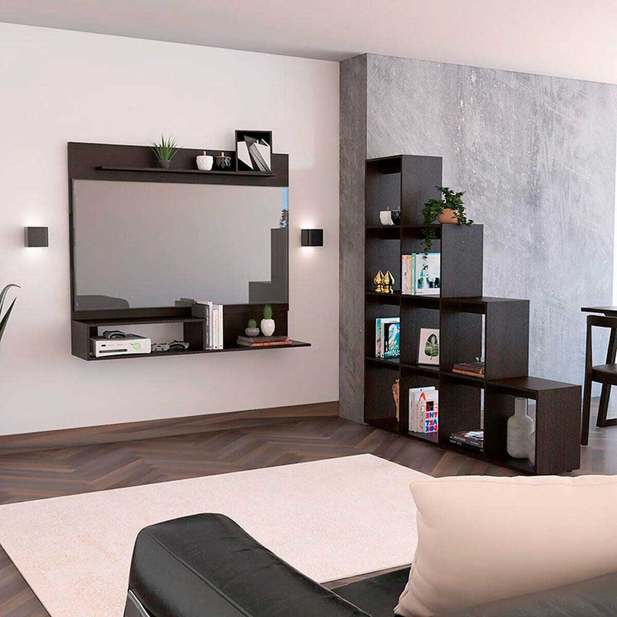 Set Panel TV + Biblioteca Escalera