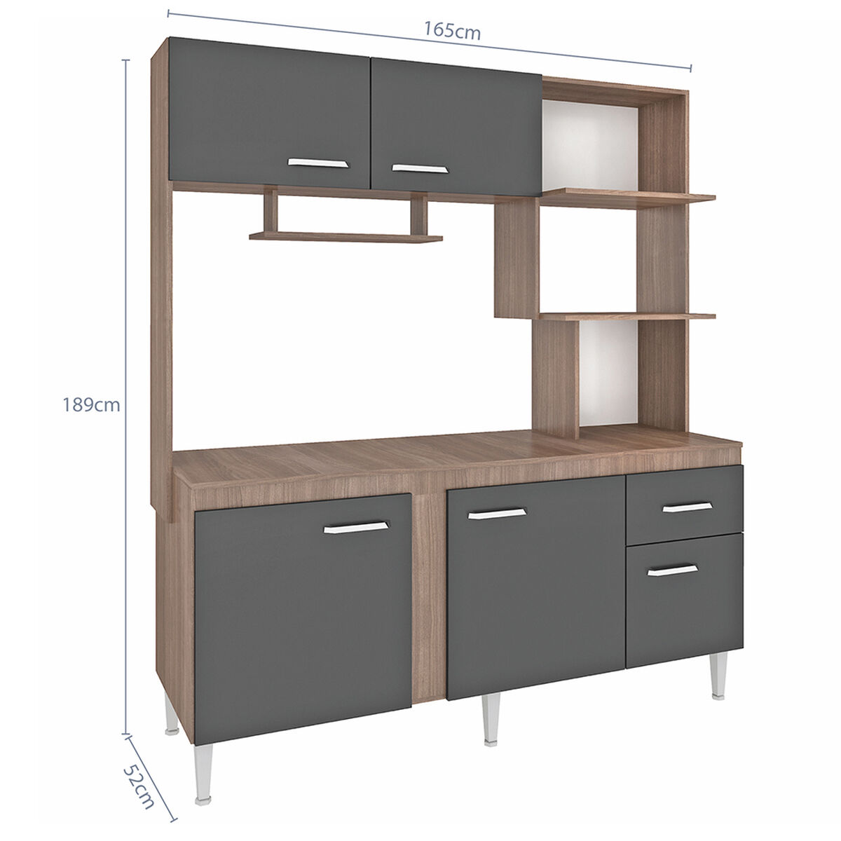 Kit Cocina Vekkahome Sevilha 5 Puertas Gris