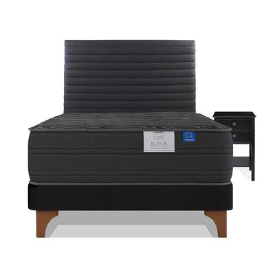 Imagen 2 del producto Cama Europea Flex 1,5 Plazas Black + Respaldo Modern + Velador Rover