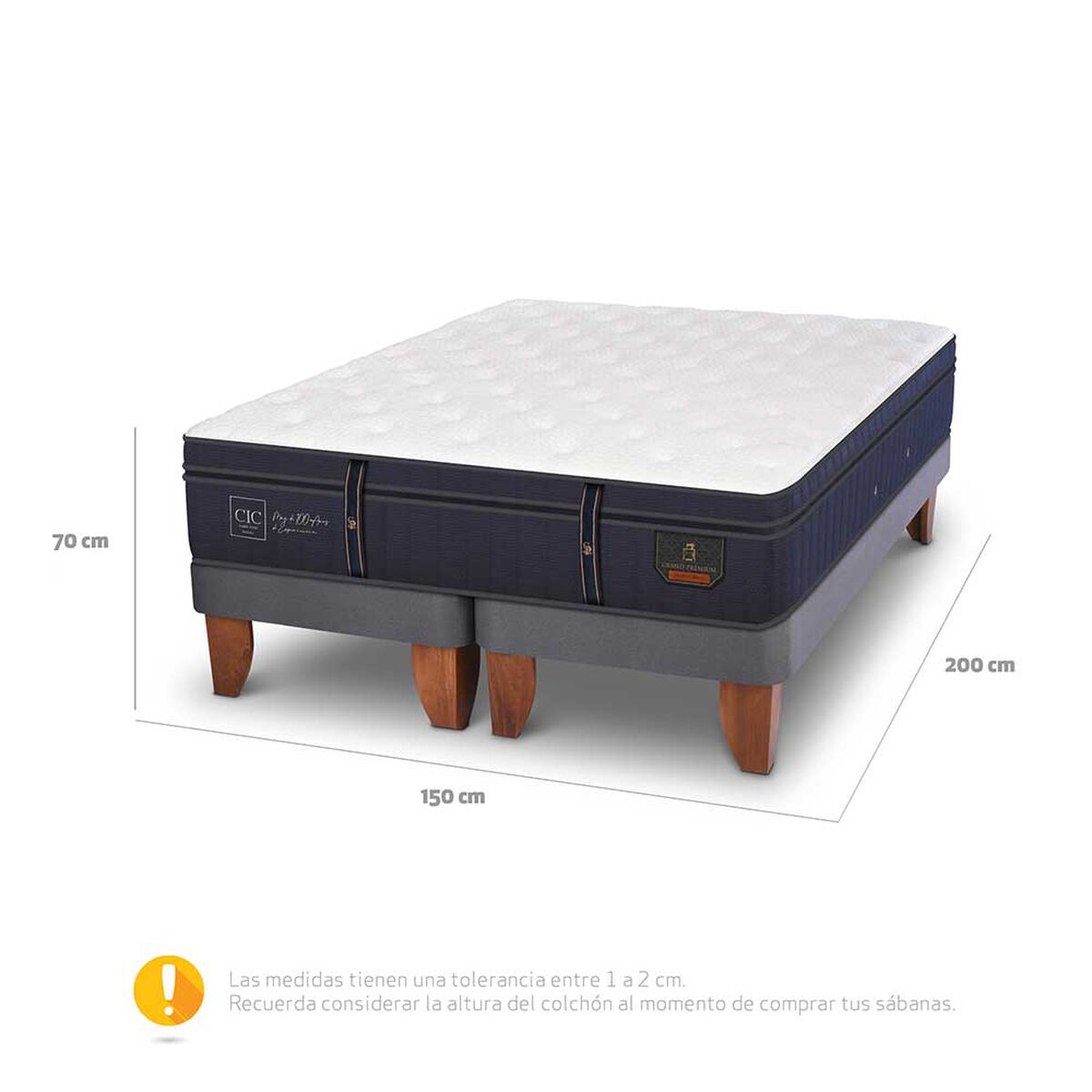 Cama Europea CIC Base Dividida 2 Plazas Grand Premium